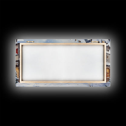 Winter Wonderland - Quaint European Village at Christmas Time - Framed Canvas Print - Christmas Decor