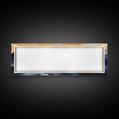 Midcentury Modern Watercolor Painting of a Mountain Sunset, Large Canvas Print, Mountain Artwork, Guest Room Art, Mountain Print