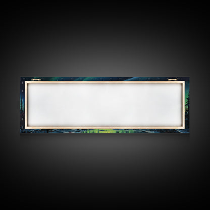 Aurora Borealis, Framed Canvas Print, Beautiful Alaskan Winter Landscape Painting, Moody Art, Unique Wall Art