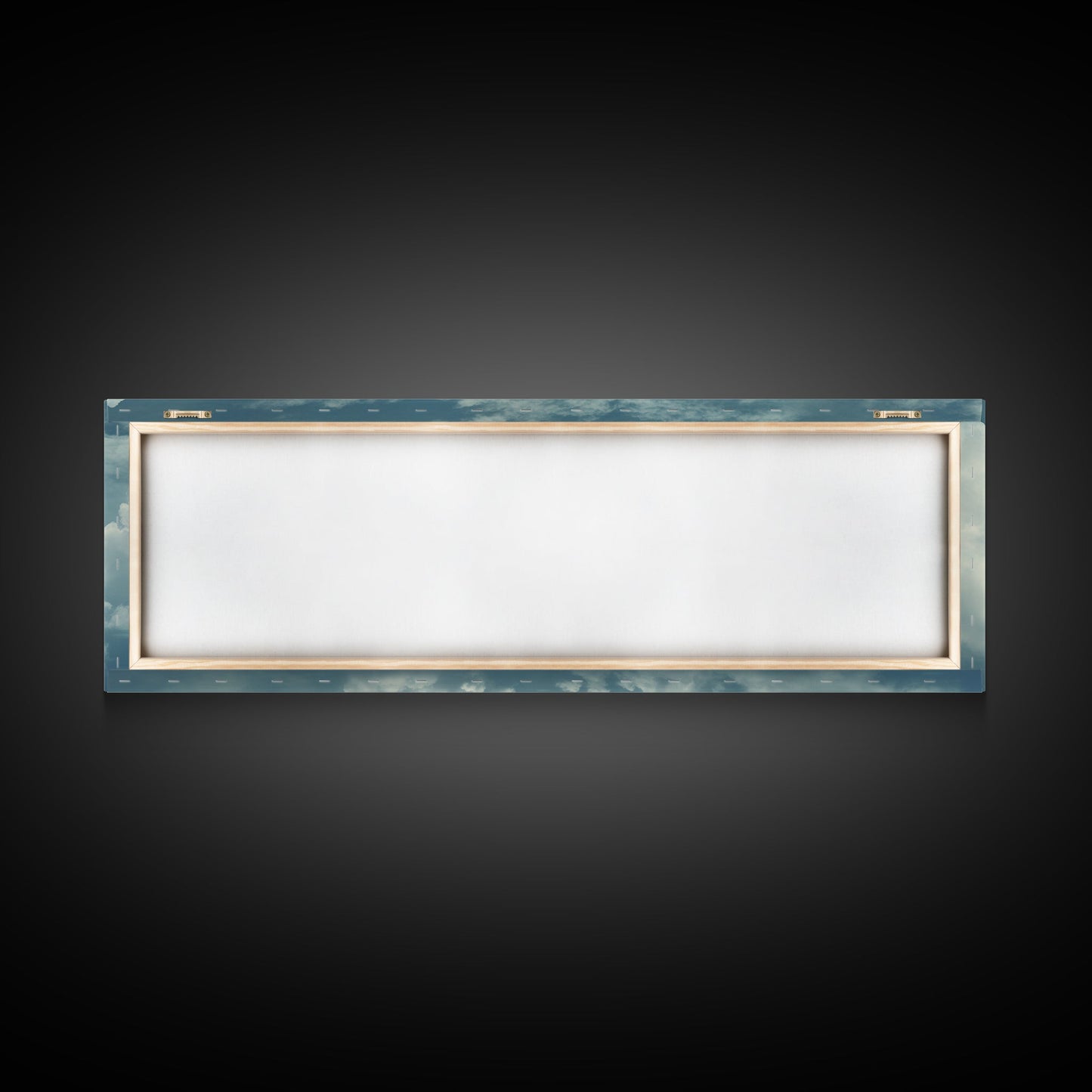 Panoramic Framed Canvas Wall Art Set Pastel Cloud Blue Sky Nature Landscape Prints Minimalist Modern Art Nature Wall Decor Framed Canvas