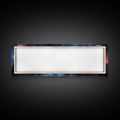 Watercolor Painting Of A Starry Night, Framed Canvas Print, Beautiful Nature Panoramic, Alaska Wilderness Art