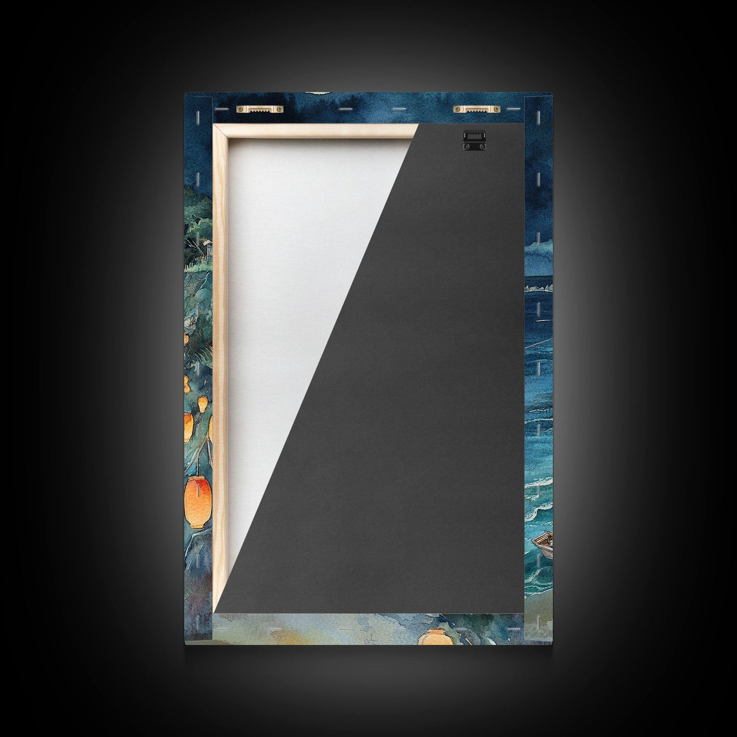 Japanese Paper Lamps Framed Canvas Print, Isamu Noguchi Akari Latern Festival, Christmas Decor