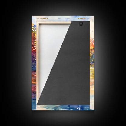 Church Steeple Surrounded By Fall Trees Framed Canvas Print Autumn Village Scene Best Gift Seasonal Wall Art Holiday Home Decor