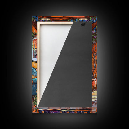 Cozy Southwestern Patio Framed Canvas Print Colorful Courtyard Best Gift Idea Home Decor Bright Seasonal Art Above Sofa Wall Art