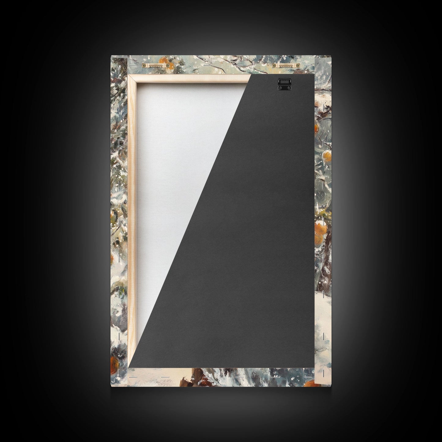 Cowboy in Snowy Orchard Canvas Print with Frosty, Christmas Wall Art Gift, Seasonal Decor, Winter Wonderland, Holiday Decor, Canvas Print