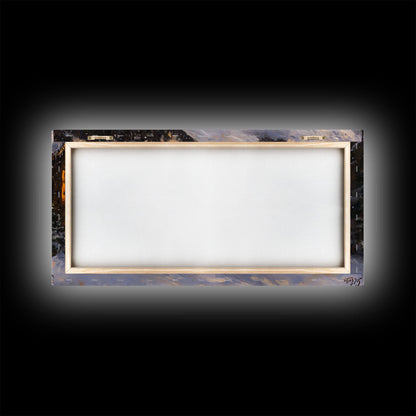 Festive Log Cabin Winter Scene Framed Canvas Print Christmas Wall Art, Rustic Holiday Art, Cozy Christmas Scene, Seasonal Wall Decor Gift