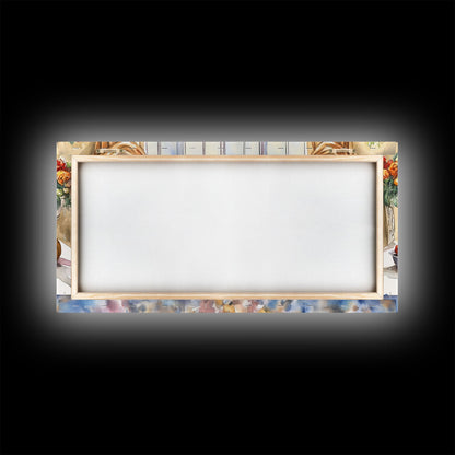 Framed Canvas Print Autumn Thanksgiving Dinner Table Art with Pumpkins, Perfect Fall Home Decor, Seasonal Wall Art, and Gallery Wall Piece