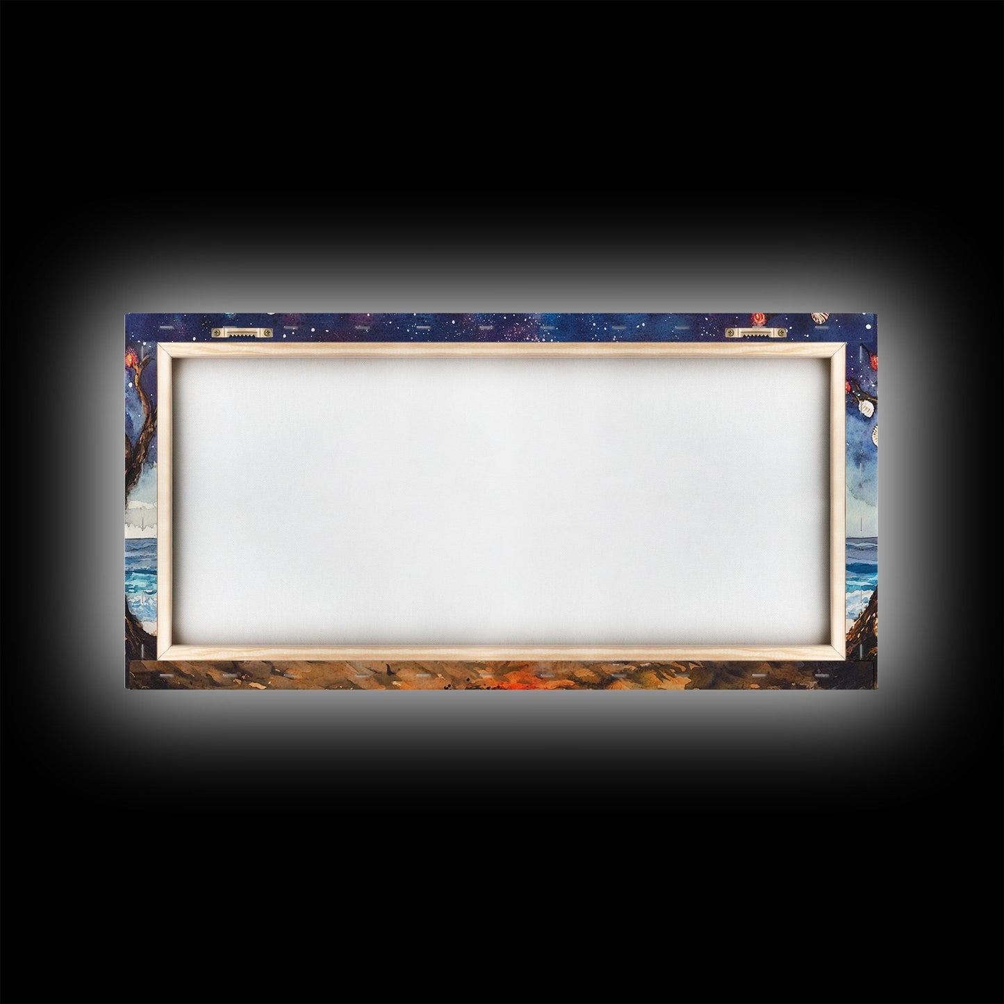 Canvas Print Beach Bonfire with Surfboards Under Stars, Coastal Christmas Art, Tropical Holiday Wall Art, Beach Christmas Decor