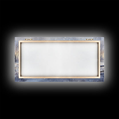 Rustic Barn in Winter Wonderland, Framed Canvas Print, Farmhouse Christmas Art, Christmas Wall Decor, Holiday Seasonal Wall Art, Gift Idea