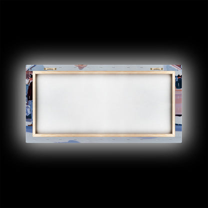 Cute Cowgirl and Her Pink Truck, Framed Canvas Print, Retro Pink Fall Decor, Wall Art Fall Home Decor, Ideal Gift Idea Rustic Seasonal Decor