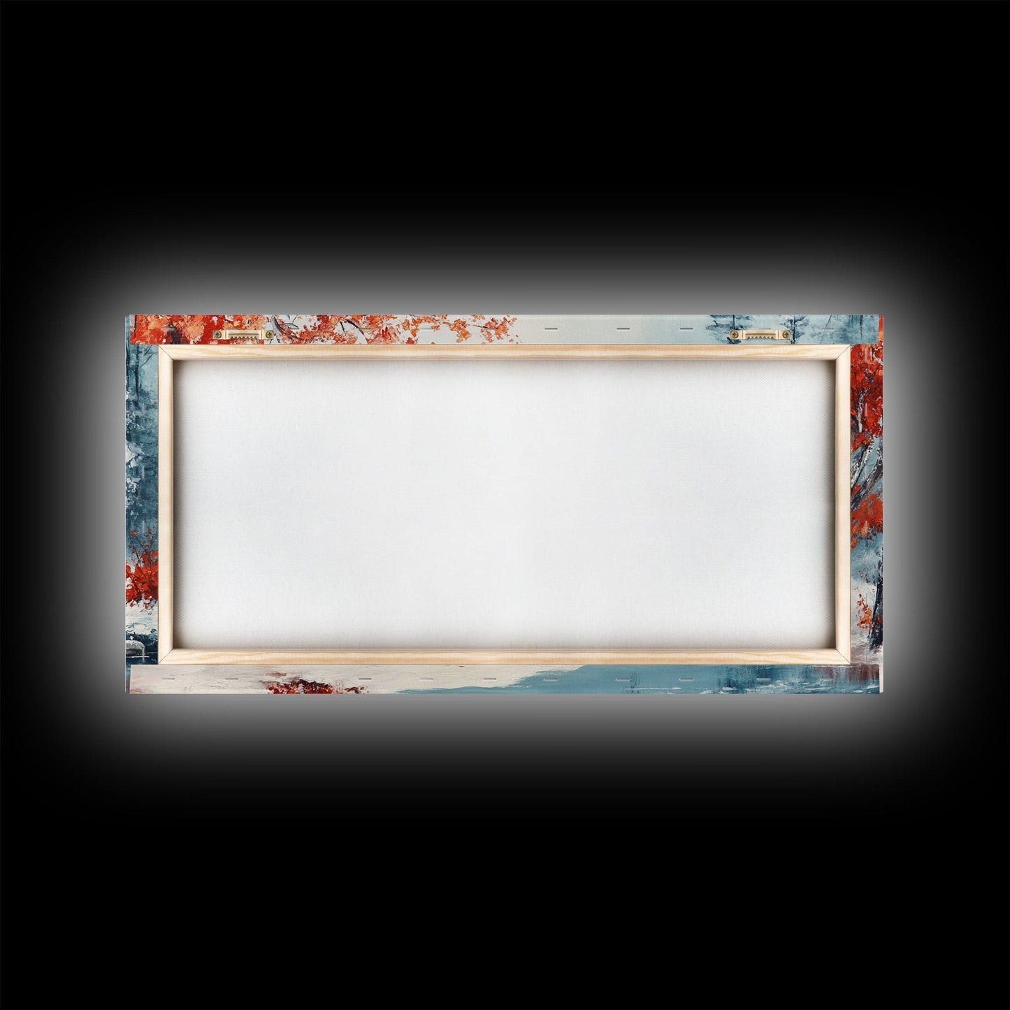 Painting Of A Forest In Winter, Framed Canvas Print with Wreaths, Perfect Christmas Holiday Decor, Ideal Winter Wall Art Gift