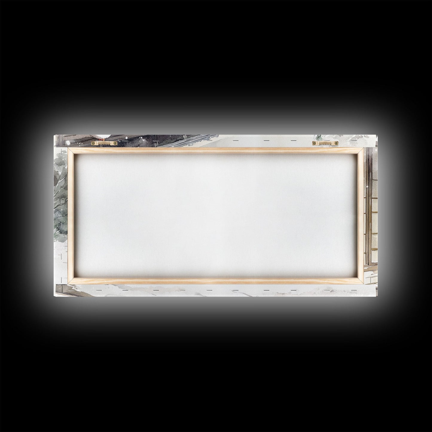 Minimalist Japanese Christmas Scene Framed Canvas Print, Snowy Holiday Decor with Simple Tree and Lantern Perfect Holiday Art