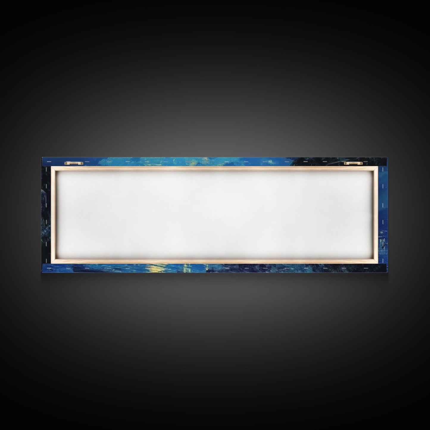 Greece at Midnight - Framed Canvas Print - Greek Fishing Village Under a Full Moon - Boho Wall Art - Moody Landscape Painting