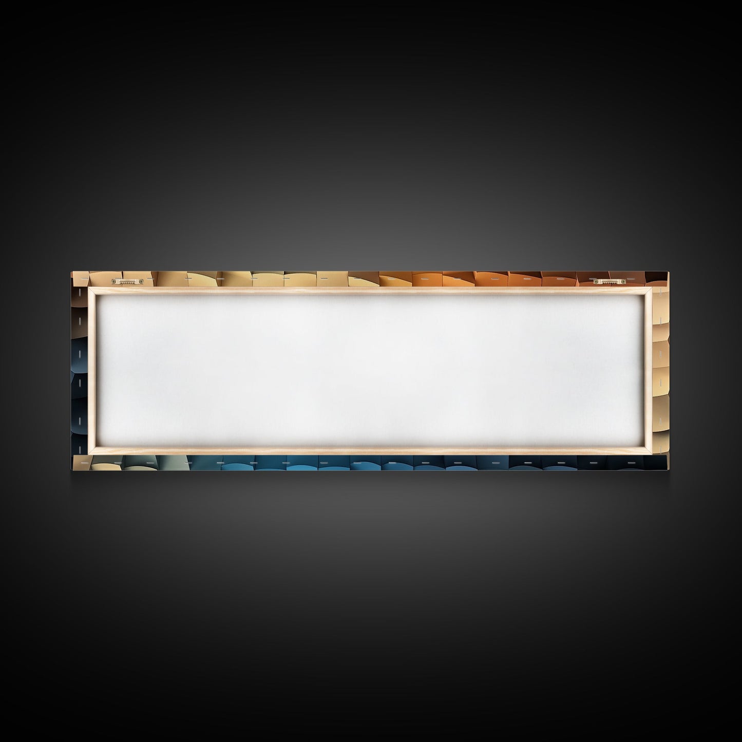 Abstract Art - Coastal Cubism - Framed Canvas Print - Panoramic Geometric Art - Unique Home Decor