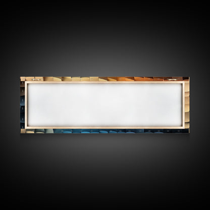 Abstract Art - Coastal Cubism - Framed Canvas Print - Panoramic Geometric Art - Unique Home Decor