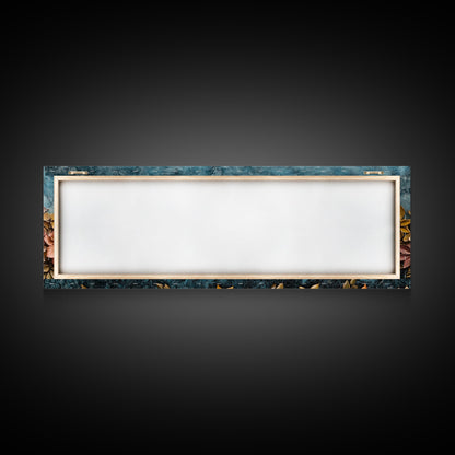 Abstract Wildflower Field Oil Painting Print | Nature Framed Large Gallery Art Ready To Hang, Panoramic Extra Wide Wall Art