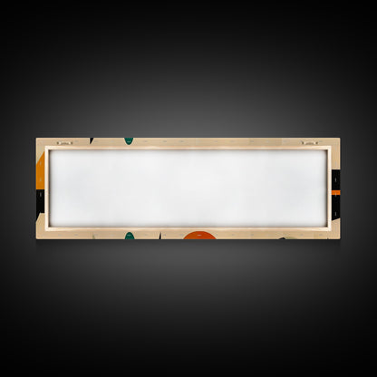 Mid-Century Modern Abstract Geometric Pattern Wall Art, Canvas Print, Wide Panoramic Wall Art For Living Room