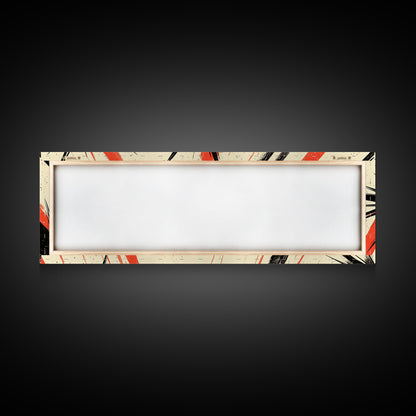 Flashes and Light - Framed Canvas Print - Mid-century Modern Rocket Age Inspired Wall Art - Black Stars with Red Streaks