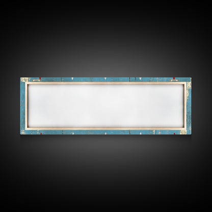 Red & White Diamonds - Framed Canvas Print - Rustic / Distressed MCM Mashup Home Decor - Turquoise Background