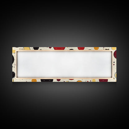 Polka Dots - Framed Canvas Print - MCM Inspired Midcentury-Modern Wall Art - Red, Yellow and Black Dots on a White Background