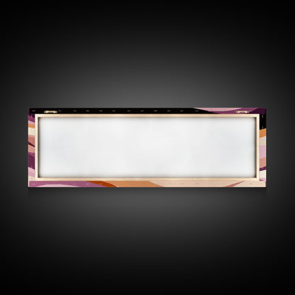 Lavender and Lilac Ocean Waves - MCM Style Modern Art, Retro Abstract Panoramic Print, Wood Framed Art, Modern Home Decor