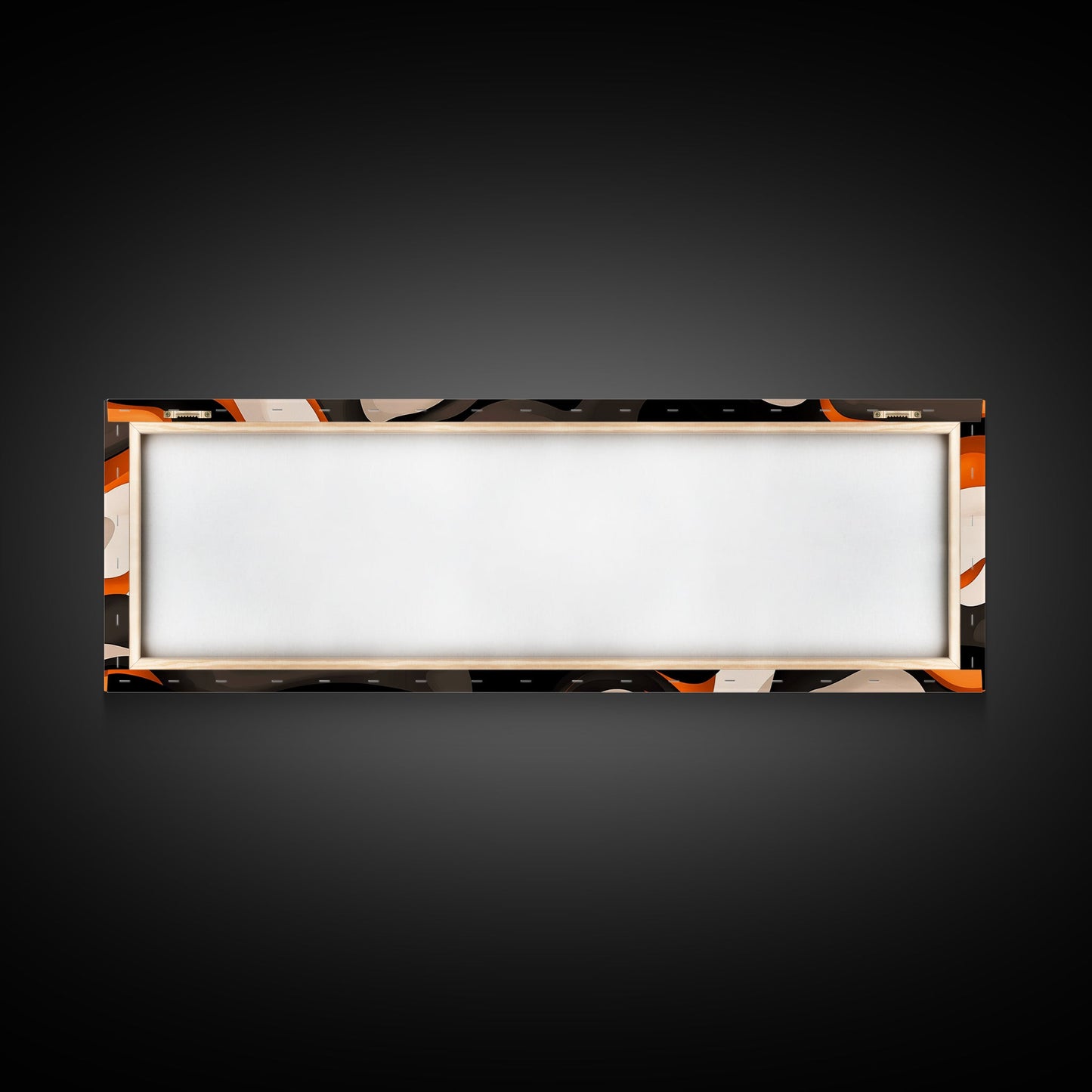 Retro Abstract Art, Framed Canvas Print, Orange, Black and White Wall Art, Oversized Extra Wide Wall Art