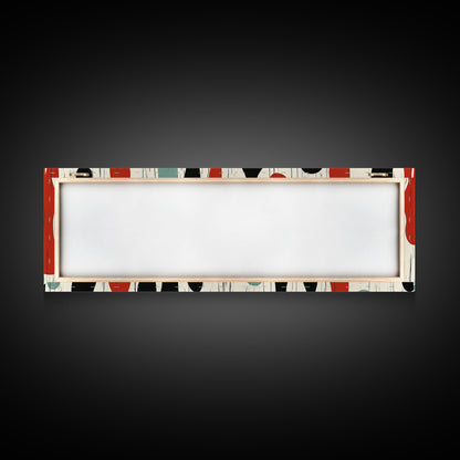 Mid Century Modern Wall Art Framed Canvas - Rain Drops - Panoramic Modern Wall Art Print - Above Bed or Above Sofa Wall Art, Modern Art