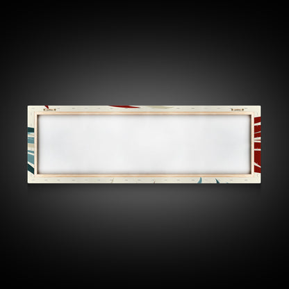 Feathers - Framed Art Deco Canvas Print - Wood Framed Art - Extra Wide Panoramic Art - Oversized Art For Large Space