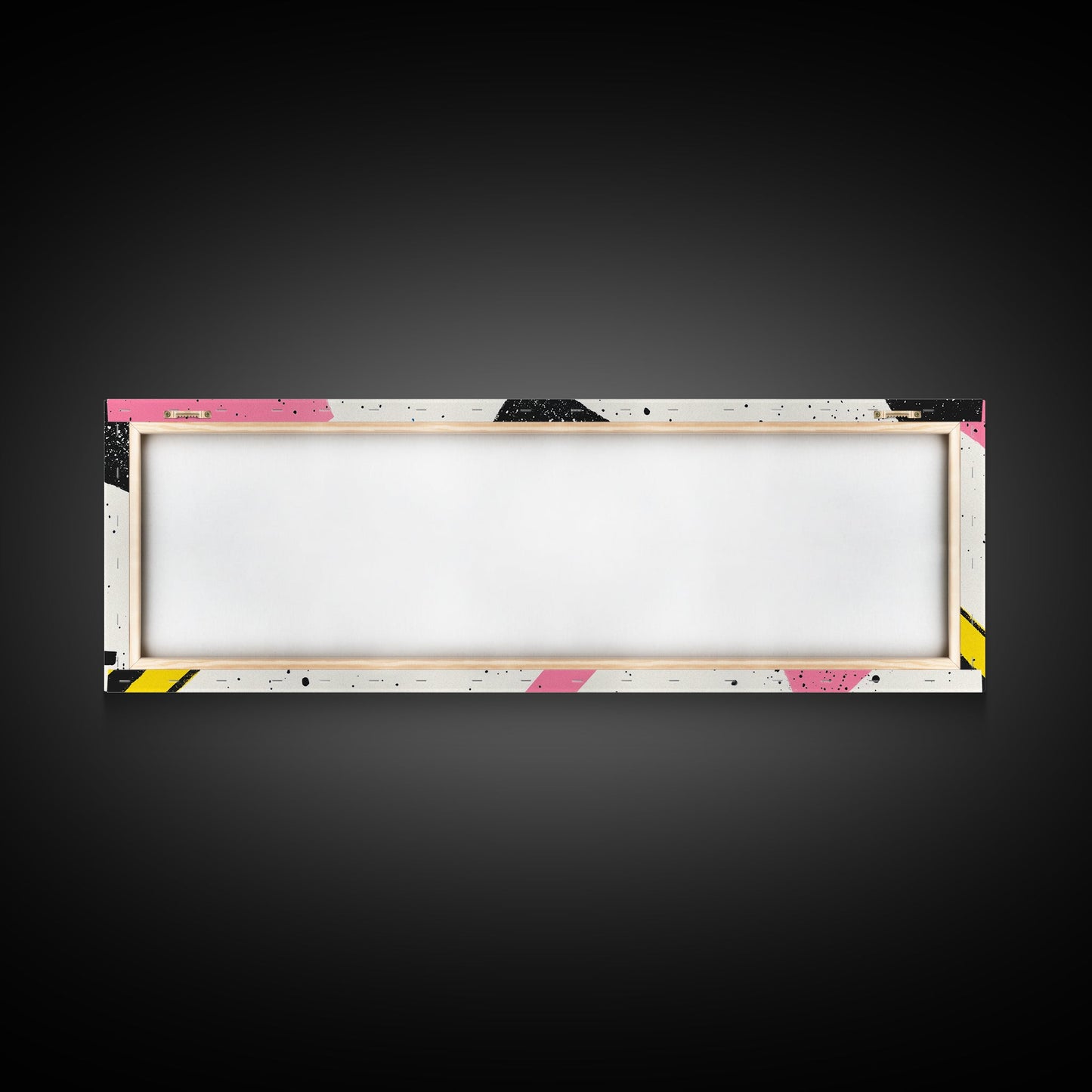 Retro Vaporwave Art, Pink Black and White Geomatric Abstract Art, Oversize Art For Large Living Room, Panoramic Painting