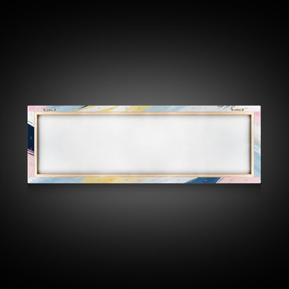 Pastel Abstract Brush Strokes Painting Print, Framed Canvas Art, Panoramic Extra Wide Office Decor, Living Room Or Bedroom Oversized Art