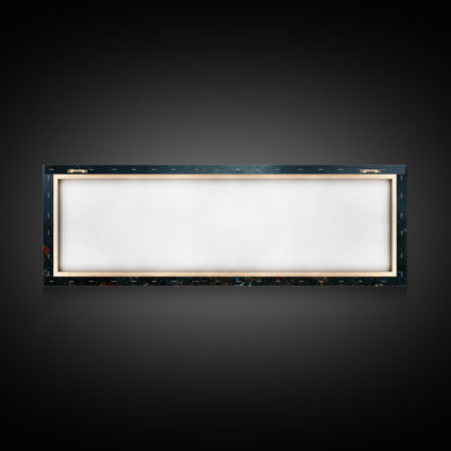 Dark & Moody Wild Flowers At Night, Framed Canvas Print, Panoramic Thought Provoking Wall Art, Above Bed Art, Dark Floral Painting