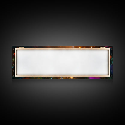 Beautiful 3D Rendered Flower Canvas Print, Wild Flowers In The Morning Dew at Sunset, Panoramic Extra Wide Wall Art