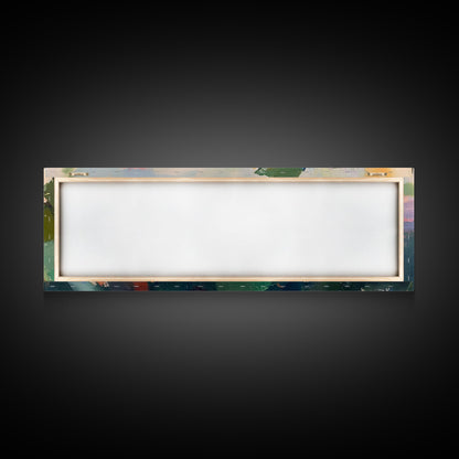 Abstract Flowers Panoramic Painting Print, Oil Painting Wood Framed Canvas Print, Boho Modern Art, Modern Farmhouse Decor