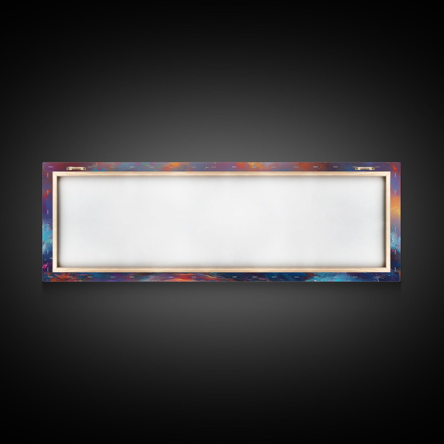 Oil Painting Print of Rainbow Ocean Waves, Retro Farmhouse Beach House Decor, Panoramic Extra Wide Wall Art