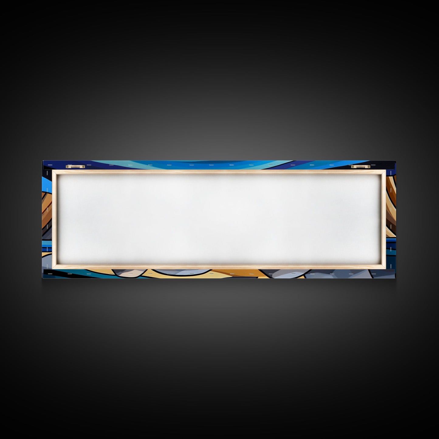 Retro Art Deco Landscape Print, Stained Glass Style Landscape Painting, Wood Framed Wall Art, Horizontal Art, Ultra Wide Panoramic Art