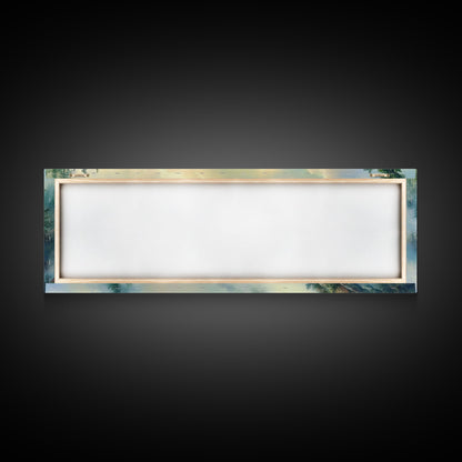 Fog In The Mountains - Framed Canvas Print - Panoramic North Carolina Painting - Blue Ridge Mountains - Original Painting Home Decor - Moody Art