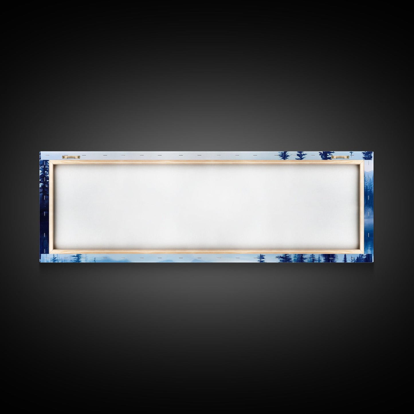 Winter In The Mountains, Framed Canvas Print, Panoramic Oversized Wall Art, Large Horizontal Wide Framed Canvas, Above Bed Decor