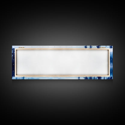 Winter In The Mountains, Framed Canvas Print, Panoramic Oversized Wall Art, Large Horizontal Wide Framed Canvas, Above Bed Decor