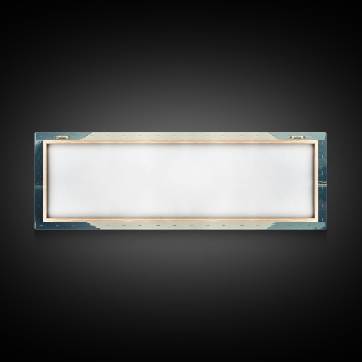 Reflections on an Overcast Day, Framed Canvas Print, Moody Decor, Foggy Landscape Painting, Panoramic Wall Art