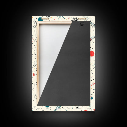 Retro MCM Style Pattern Wall Art, Wood Framed Canvas, Canvas Print, Home Decor, Office Or Bedroom Wall Art, Retro Vibes Decor