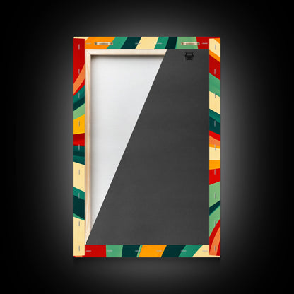 MCM Wall Art Framed Canvas Print, Colorful Boho Style Wall Art, Mid-Century Modern Wall Art, Retro 1950s Style Geometric Abstract Art