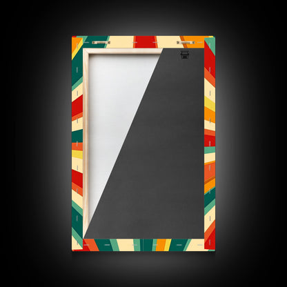 Mid-Century Abstract Art - Framed Canvas Print - Mid Century Modern Geometric Painting - Boho Style - Pastel Colors Wall Art