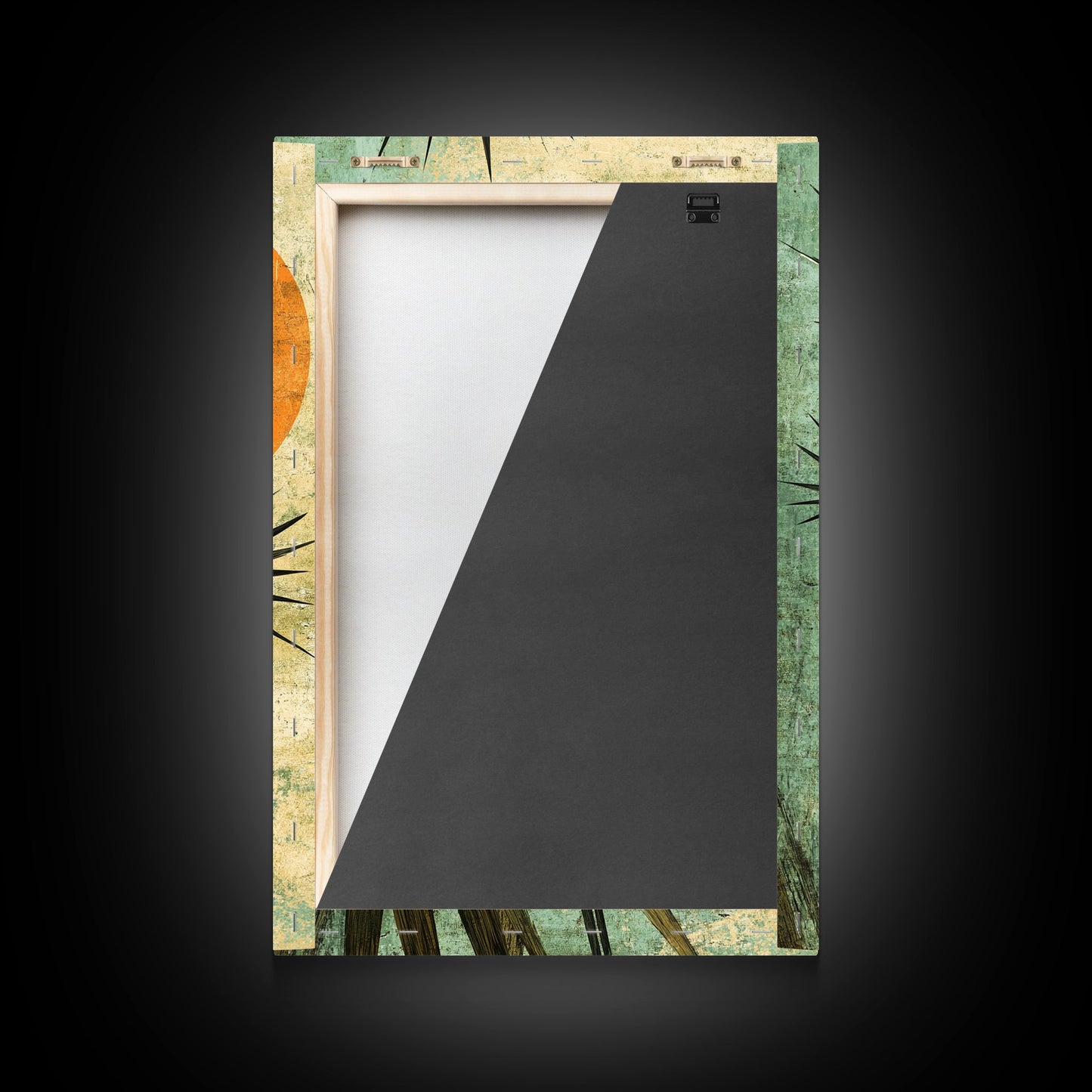 Abstract Palm Trees at Sunset, Framed Canvas Print, MCM Style Wall Art