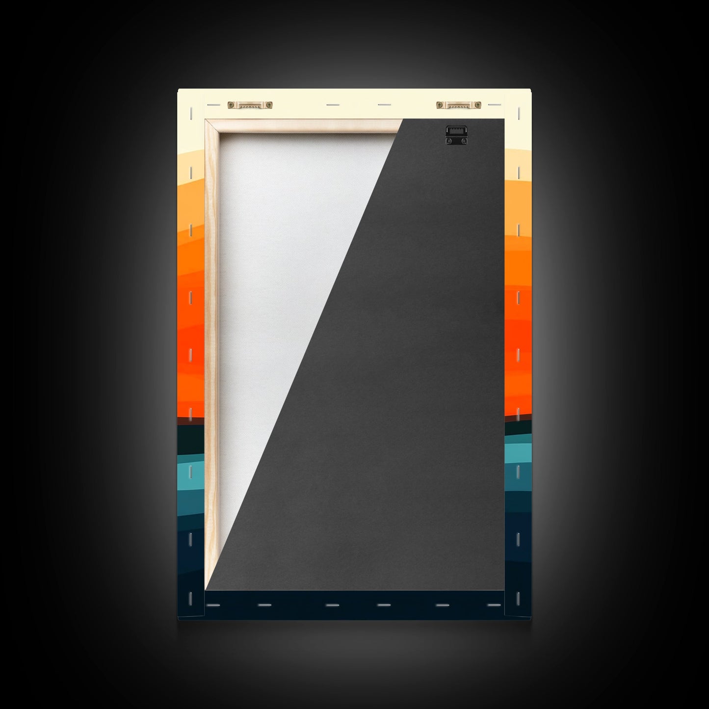 Abstract Sunset Over The Ocean Art Deco Style Wall Art Canvas Print, Beautiful Wall Art, Vertical Living Room Decor