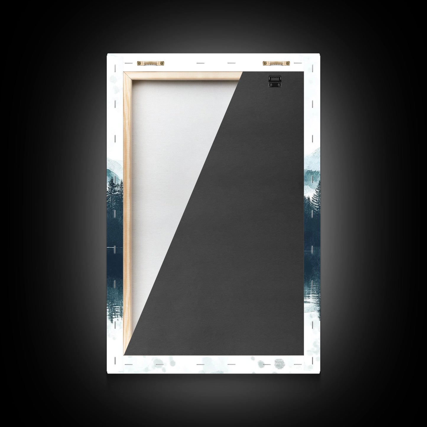 Fog In The Mountains, Framed Canvas Print, Pacific Northwest, Cascade Mountains, Emerald Green Landscape Painting, Boho Decor