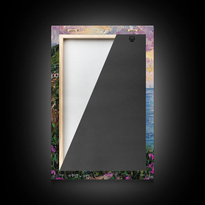 Italy At Sunset - Framed Canvas Print - Impasto Style Print Abstract Art - Calming Soothing Home Decor - Bedroom Art