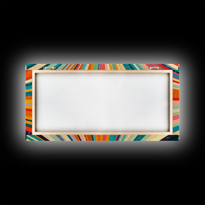 Sunburst Canvas Wall Art Canvas Print | Horizontal Pastel Color Sunset Print | Panoramic Abstract MCM Style Wall Art | Large Wide Print