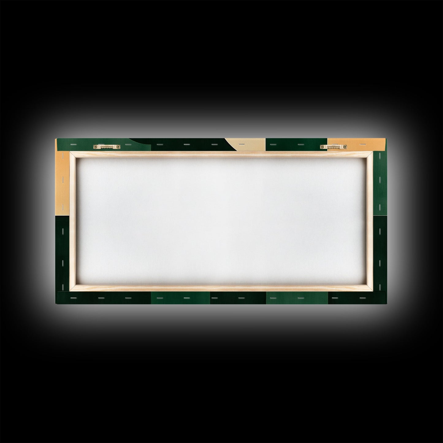 Extra Large Horizontal Emerald Green Geometric Mid Century Modern Wall Art, Framed Canvas Print