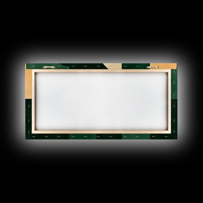 Extra Large Horizontal Emerald Green Geometric Mid Century Modern Wall Art, Framed Canvas Print
