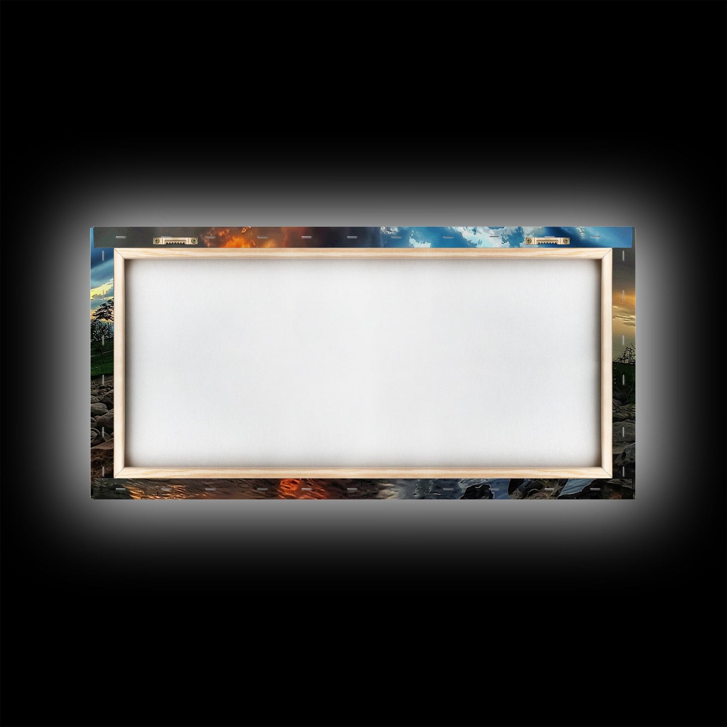 Sunset Over A Rocky River, Framed Canvas Print, Landscape Photography Style Wall Art, Beautiful Home Decor